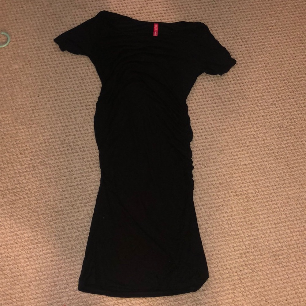 Black cotton maternity bodycon dress